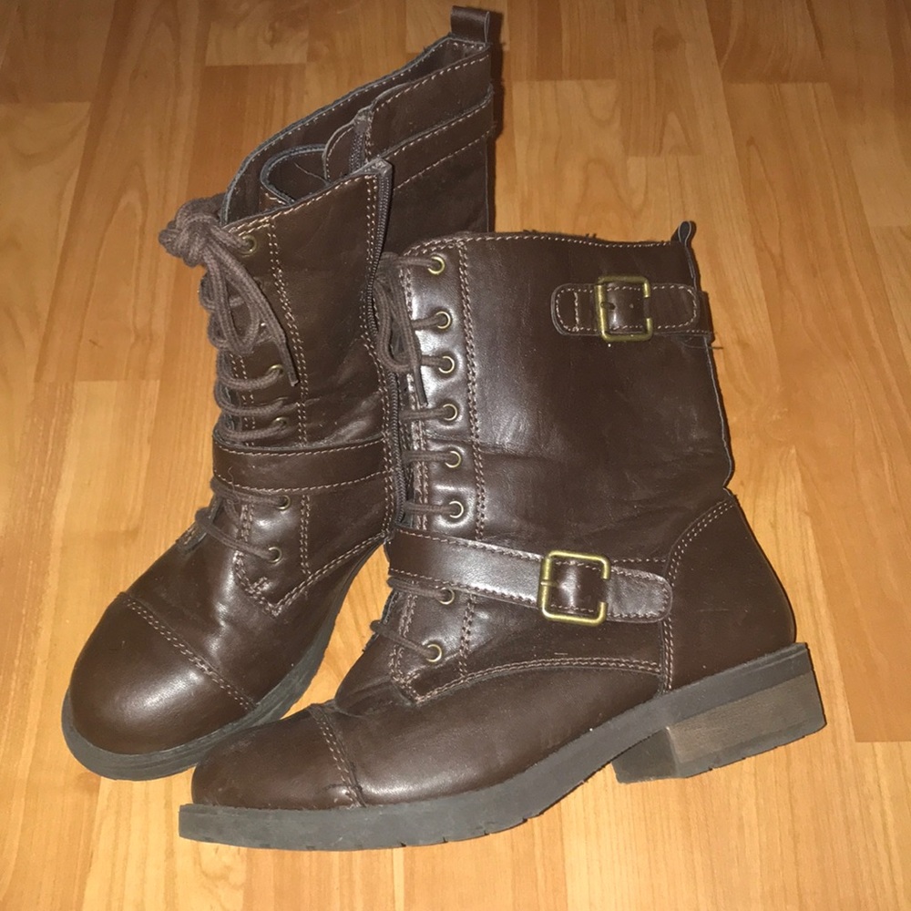 Chocolate brown combat boots